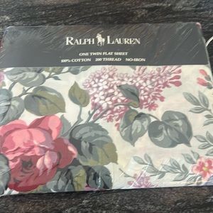Ralph Lauren twin flat sheet. Allison. Multi color flowers. New.
